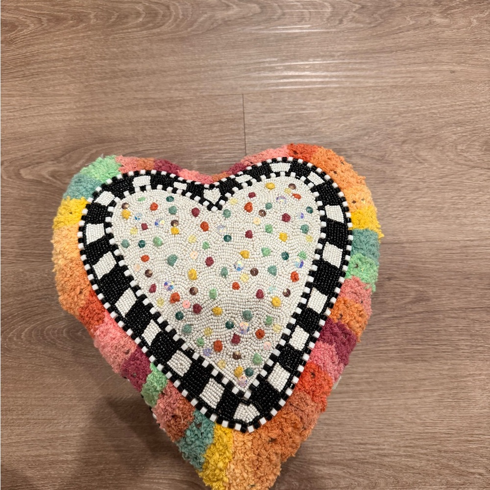 MacKenzie-Childs Retired Rainbow Heart Pillow